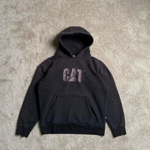 BLACK CATERPILLAR HEAVYWEIGHT COTTON PULLOVER HOODIE